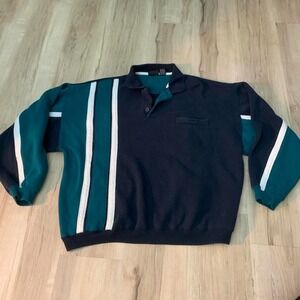 Vintge 1990s Winner label striped polo shirt long‎ sleeves Large